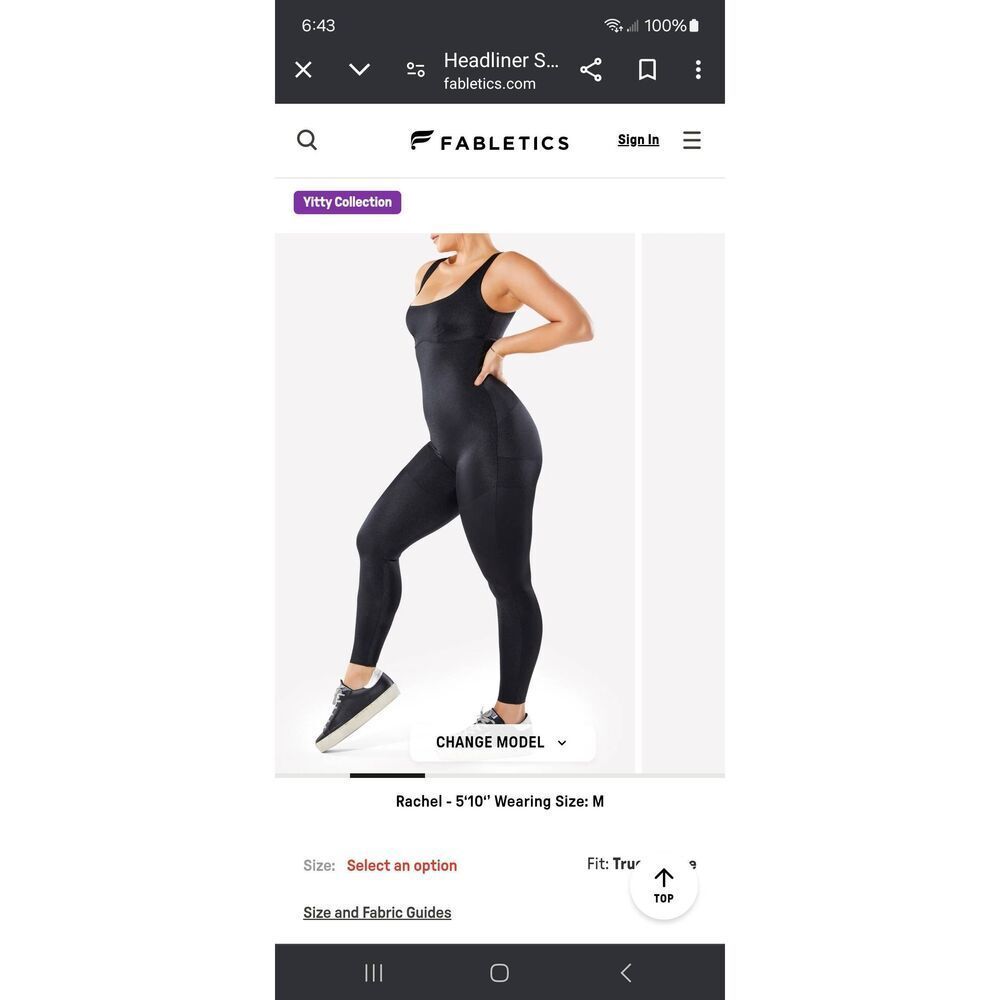New XXL Fabletics Black Headliner Shaping Catsuit Jumpsuit Shapewear Shaper NWOT